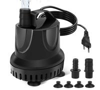 Mini pompa per acquario, 460 l/h, 10 W, mini pompa dell'acqua ultra silenziosa, per fontana da giardino, laghetto, fontana, con cavo da 1,4 m, 2 ugelli pompa dell'acqua (nero)