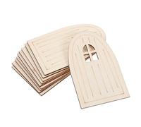 Mini Porta in Legno per Fate da Decorare, 10 Pezzi Beige