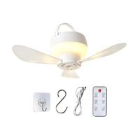 Mini Portable Bedroom Ceiling Fan - Four Speed Airflow, Remote Control Cool