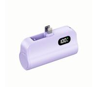 Mini Portable Charger 5000mAh, Fast Charge Power Bank, Large Capacity Digital Display Capsule Power Bank with Builtin Stand, Compatible with most smartphones(Purple)