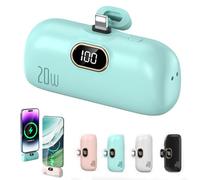 Mini Portable Charger Power Bank for Phone, Small Portable Charger for iPhone, Upgraded 3000/5000/10000 Mah Fast Charging, Compatible with All Types Phone (cyan,10000mA,for Lightning interface)