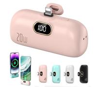 Mini Portable Charger Power Bank for Phone, Small Portable Charger for iPhone, Upgraded 3000/5000/10000 Mah Fast Charging, Compatible with All Types Phone (pink,10000mA,for Lightning interface)