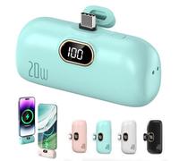 Mini Portable Charger Power Bank for Phone, Small Portable Charger for iPhone, Upgraded 3000/5000/10000 Mah Fast Charging, Compatible with All Types Phone (cyan,10000mA,Type-C interface)