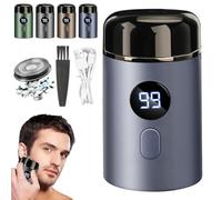 Mini Portable Electric Razor for Men,Ipx-7 Waterproof USB Rechargeable Electric Shaver with Digital Display,Pocket Beard Trimmer for Car, Office, Business Travel (Blue, 1.57 * 1.57 * 2.75in)