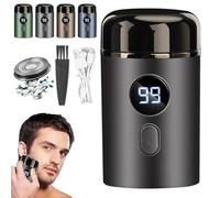 Mini Portable Electric Razor for Men,Ipx-7 Waterproof USB Rechargeable Electric Shaver with Digital Display,Pocket Beard Trimmer for Car, Office, Business Travel (Black, 1.57 * 1.57 * 2.75in)