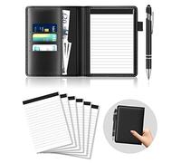 Mini portablocco A6 10 pezzi, portablocco piccolo in pelle con 8 tasche portablocco di ricambio, portablocco piccolo con penna in metallo portablocco multifunzionale foderato portablocco business