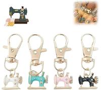 Mini portachiavi a forma di macchina da cucire, ciondolo vintage in metallo smaltato per borsa da donna, zaino, cerniera, portachiavi retrò artigianale regalo, A, Taglia unica