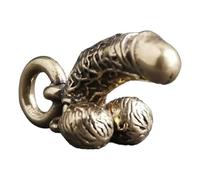 Mini portachiavi creativo con ornamenti per pene, ciondolo portachiavi con testicoli maschili, pendente portatile in ottone semplice in bronzo, per donne e uomini(Interesting)