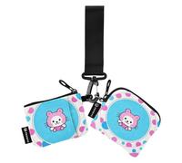 Mini portafogli da donna alla moda a pois con gatto animale, mini portamonete alla moda con portachiavi, per lavoro e viaggi, confezione da 2, Gatto animale carino a pois alla moda, 1 size, Art Deco