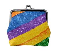 Mini portafoglio con stampa a righe arcobaleno elegante e unico, mini portafoglio con chiusura a bacio, impermeabile per monete
