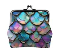 Mini portafoglio con stampa a squame di sirena, elegante e unico, con chiusura a bacio, impermeabile, per monete