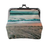 Mini portafoglio con stampa a tema tramonto sulla spiaggia, elegante, unico, con chiusura a bacio, impermeabile, per monete