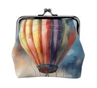 Mini portafoglio con stampa mongolfiera, elegante, unico, con chiusura a bacio, impermeabile, per monete