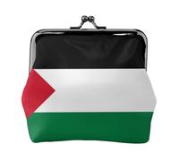 Mini portafoglio da donna in pelle con bandiera della Palestina con lucchetto a bacio
