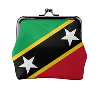 Mini portafoglio da donna in pelle con bandiera di Saint Kitts e Nevis con lucchetto a bacio