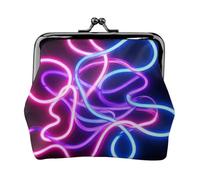 Mini portafoglio da donna in pelle con chiusura a bacio e tubo al neon