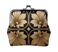 Mini portafoglio da donna in pelle con chiusura a bacio, stile art déco, con chiusura a bacio