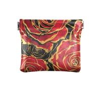 Mini portafoglio da donna in pelle con pittura a olio, stile retrò con rosa rossa, portamonete impermeabile, Stile retrò della pittura a olio di rosa rossa, 1 size, Stampa artistica