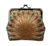 Mini portafoglio da donna in pelle di pavone Art Deco con chiusura a bacio