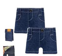 Mini portafoglio per jeans tascabile, divertente porta carte pieghevole con scomparti per carte, borsa da viaggio compatta e sottile, portafoglio stile retrò, Blu / 2 pezzi, NO, alla moda