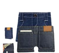 Mini portafoglio per jeans tascabile, divertente porta carte pieghevole con scomparti per carte, borsa da viaggio compatta e sottile, portafoglio stile retrò, blu e grigio, NO, alla moda