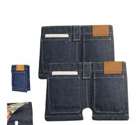 Mini portafoglio per jeans tascabile, divertente porta carte pieghevole con scomparti per carte, borsa da viaggio compatta e sottile, portafoglio stile retrò, Grigio/2 pezzi, NO, alla moda