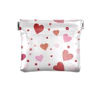 Mini portafoglio portamonete con motivo a pois e onde d'amore, in pelle PU, per donne, ragazze, uomini