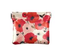 Mini portafoglio portamonete con papaveri e fiori, in pelle PU, per donne, ragazze, uomini