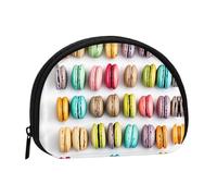 Mini portamonete con cerniera, con stampa di pasticcini aromatizzati al gusto di macaron, piccolo portafoglio per donne e uomini, organizer compatto per denaro da viaggio, Nero , Taglia unica