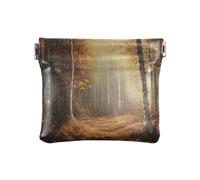 Mini portamonete con colombe di San Valentino al tramonto, portamonete piccola borsa per il trucco da donna, dimensioni 10,9 x 9,4 cm, Foresta d'oro, Taglia unica, Foresta d'oro