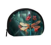 Mini portamonete con libellula sul fiore con mini portamonete con cerniera per monete e chiavi, puoi anche riporre qualsiasi piccolo oggetto che desideri, Nero , Taglia unica, Portamonete