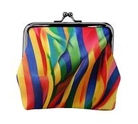 Mini portamonete con stampa a righe arcobaleno con chiusura a bacio, impermeabile, per monete