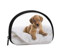 Mini portamonete con stampa Golden Retriever con cerniera, piccolo portafoglio per donne e uomini, organizer compatto per denaro da viaggio, Nero , Taglia unica