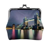 Mini portamonete da donna con stampa Night London Tower Bridge (11,5 x 10,5 cm) squisito, nero, Taglia unica