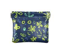 Mini portamonete da donna in pelle con garofano verde lime e blu navy, Garofano Verde Lime e Blu Navy, Decorazione