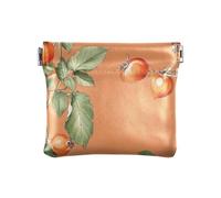 Mini portamonete da donna in pelle con motivo a fragole ad acquerello con pois, Acquerello Rosa Canina Arancione, 1 size, moderno