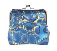 Mini portamonete impermeabile in pelle sintetica con trama a goccia d'acqua blu dorato per uomo e donna