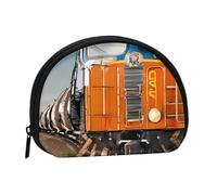 Mini portamonete stampato con stampa treno merci con cerniera - piccolo portafoglio per donne e uomini, organizer compatto da viaggio per denaro, Nero , Taglia unica