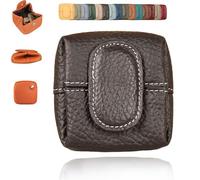 Mini portamonete tinta unita, borsa portaoggetti per auricolari con fibbia tinta unita, custodia per il cambio casual per l'uso quotidiano, mini portagioie in vera pelle per donna (Nero,One Size)