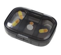 Mini portapillole portatile - per pillole da viaggio trasparente a 3 griglie con scomparto magnetico rimovibile per dosi mattina, mezzogiorno e sera | Organizzatore giornaliero di medicinali