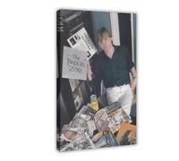 Mini poster vintage originale _ Ritaglio rivista - The Fall's Mark E. Smith At Home With His Record Collection, poster su tela anni '80, decorazione artistica da parete per soggiorno camera da letto D