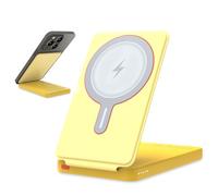 Mini power bank 5000 mAh con magnetica e supporto - USB C PD20 W + 15 W Wireless Powerbank, batterie esterne senza fili per iPhone 16/15/14/13/12 serie (Giallo)