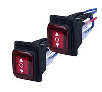 Mini power button Boat Rocker Switch Confezione da 2 interruttori a bilanciere DPDT ON-OFF-ON a 6 pin, 3 posizioni, autobloccanti, 12 V, 125 V, 250 V, 20 A(Momentary-LED)