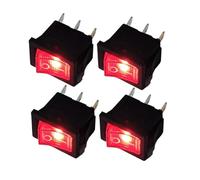 Mini power button Boat Rocker Switch Confezione da 4 interruttori a bilanciere KCD1 a 3 pin con LED multicolore 21x15 mm 12 V 220 V ON-OFF(Red Light,21X15MM 3PIN-LED 12V)