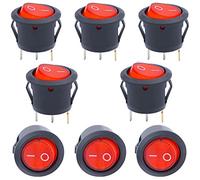 Mini power button Boat Rocker Switch Confezione da 8 interruttori a bilanciere SPST a 3 pin con luce rossa, CA 250 V/10 A 125 V/12 A KCD1-5-101N-R