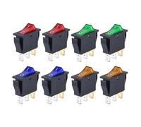 Mini power button Boat Rocker Switch Interruttore a bilanciere KCD3 ON OFF 3 pin 2 posizioni illuminato 250 V 15 A 125 V 20 A confezione da 8 multicolore(8pcs)
