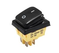 Mini power button Boat Rocker Switch Interruttore a bilanciere On Off 30A 250V 4 pin DPST IP67 impermeabile con LED marino multicolore 30x22mm(Black No LED,12V)