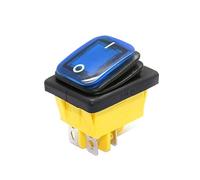 Mini power button Boat Rocker Switch Interruttore a bilanciere On Off 30A 250V 4 pin DPST IP67 impermeabile con LED marino multicolore 30x22mm(Blue,6V)