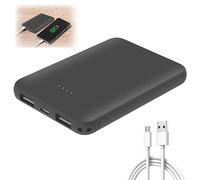 Mini PowerBank: 5000 mAh sottile Power Bank con 2 uscite e 2 ingressi, ricarica rapida USB C batteria esterna, piccola batteria portatile per iPhone Samsung Huawei Xiaomi, nero