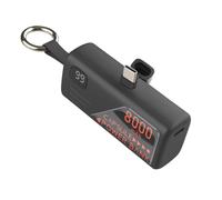 Mini Powerbank 8000mAh con Connettore USB-C Integrato e Formato Portachiavi